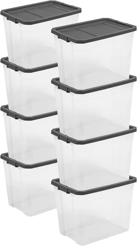 Vista 20 de Sterilite - Caja apilable modular con tapa de cierre, 16 cuartos de galón, paquete de 6 Contenedores de almacenamiento de plástico transparente