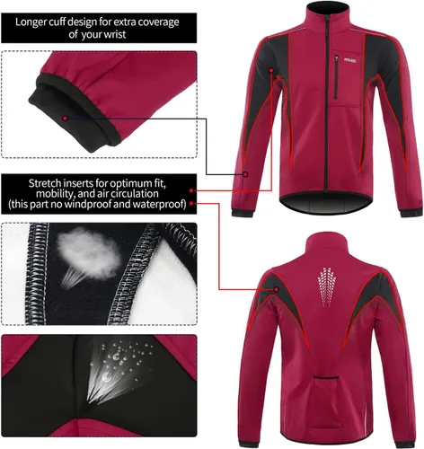 Vista 37 de Chaqueta térmica para ciclismo (tejido Softshell, resistente al viento, impermeable, 15K) de ARSUXEO