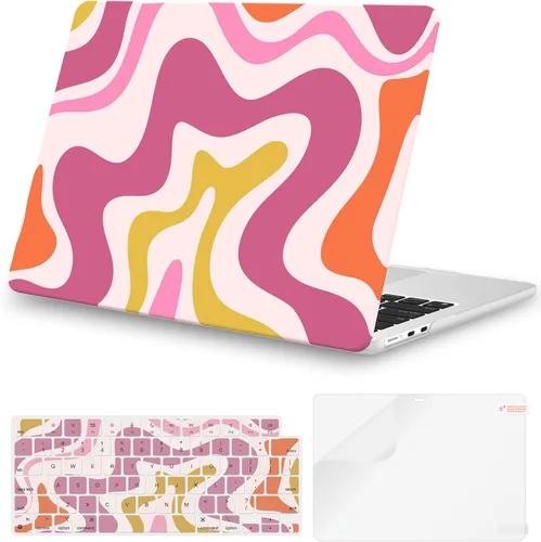 Vista 34 de iCasso para M4 MacBook Air de 13 pulgadas Funda 2025 2024-2022 M3 M2 Modelo A 3240 A3113 A2681, Funda de plástico de patrón protector resistente