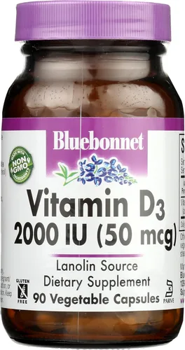 Vista 3 de BlueBonnet Vitamina D3 2000 UI cápsulas vegetales, 90