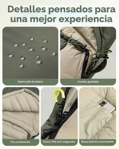 Vista 7 de ATEPA Below Zero Down Sleeping Bag for Adults 700FP RDS Down, For Cold Weather, Car Camping, RV, Overlanding, Extra Wide, Compression Sack Included