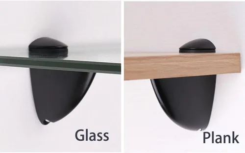 Vista 5 de 2 soportes de estante flotantes ajustables de madera/vidrio para montaje en pared, color negro