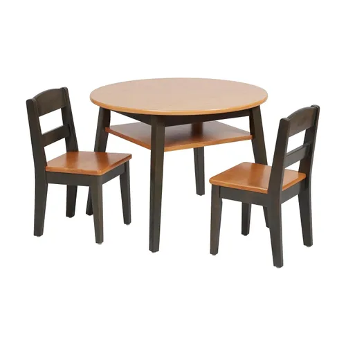 Vista 13 de ECR4Kids Hideaway - Juego de mesa y silla, muebles para niños, nogal oscuro/blanco antiguo, 3 piezas