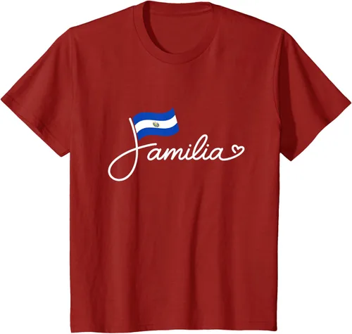 Vista 66 de El Salvador Familia - Camiseta con texto en inglés "La Familia de la Bandera Salvadoreña