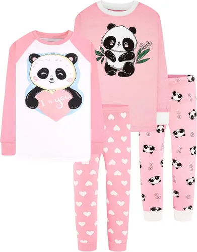 Vista 27 de DAUGHTER QUEEN Pijama de algodón para niñas de 4 piezas, talla 18 meses-12 años