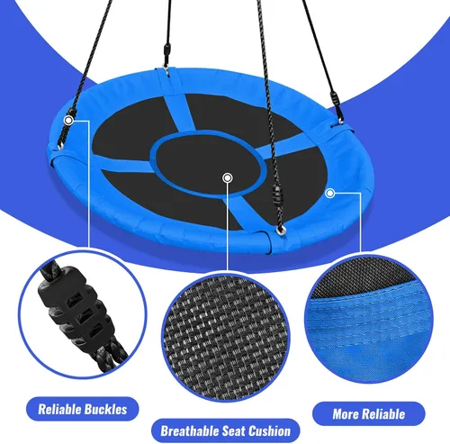 Vista 4 de Columpio de platillo para niños, columpio de árbol al aire libre de 40 pulgadas con capacidad de peso de 660 libras, tela impermeable Oxford 900D
