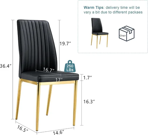 Vista 3 de Sillas de Metal Negro, Juego de 4 Sillas de Comedor Modernas con Cuero Sintético PU y Patas Cromadas de Alto Respaldo para Comedor, Cocina, Sala
