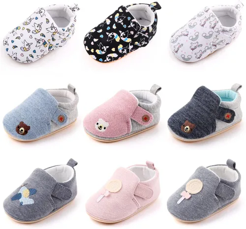 Vista 2 de Zapatos de bebé para niños y niñas, tenis de goma antideslizantes, suela de primer caminante, zapatillas de dibujos animados, zapatos para cuna de 0
