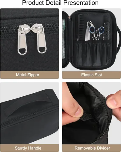 Vista 5 de Meiiy Bolsa de herramientas de peluquería, bolsa grande para cortar pelo, negro