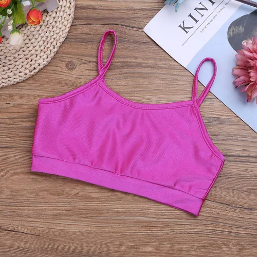 Vista 3 de YiZYiF - Conjunto de sujetador y pantalones cortos para niña con lunares para traje de baño o gimnasia, para bailar