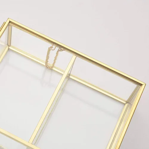 Vista 7 de Organizador de cosméticos, organizador de maquillaje, compartimentos de vidrio, soporte para brochas de maquillaje, caja de cosméticos claridad