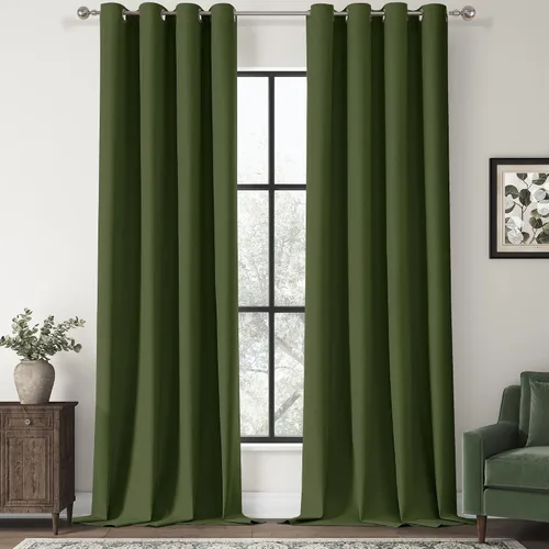 Vista 48 de ChrisDowa Cortinas 100% Opacas de Abedul Sólido de 45 Pulgadas de Largo, 2 Paneles para Dormitorio y Sala de Estar, Estilo Granja Oscurecedoras