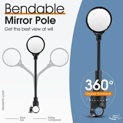 Vista 5 de West Biking Espejo de bicicleta para manillar, espejo retrovisor giratorio ajustable para bicicleta, espejo de seguridad convexo acrílico de gran