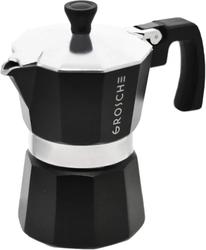 Vista 4 de GROSCHE Milano - Cafetera Moka para estufa, olla de expreso para 3 tazas de café, 5 oz, color negro - Cafetera cubana para estufa, cafetera Moka