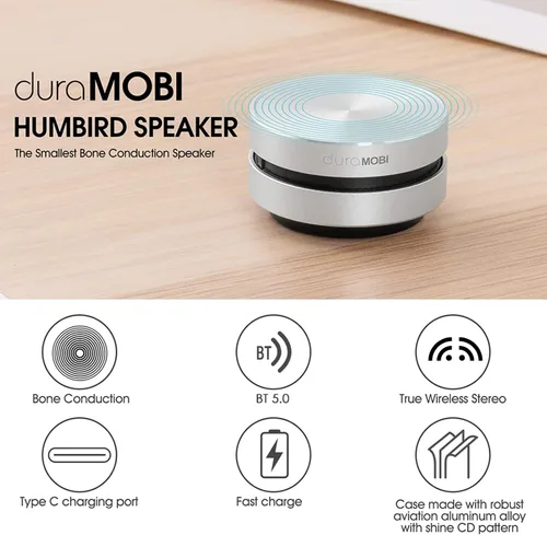 Vista 5 de Henniu Altavoces de conducción ósea, altavoces inalámbricos, paquete de 1 altavoz Humbird inalámbrico BT altavoz mini sonido estéreo portátil