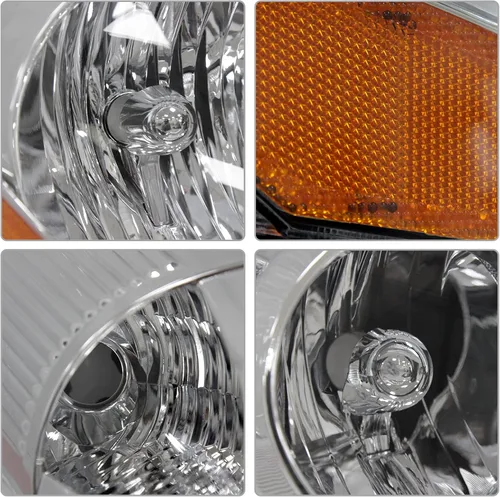 Vista 6 de Conjunto de faros para 2006 2007 2008 2009 2010 Toyota Sienna, carcasa cromada con reflector ámbar izquierdo y derecho