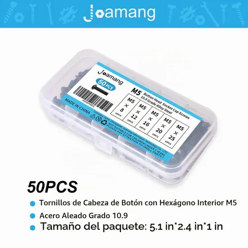 Vista 4 de Tornillos de cabeza de botón M5 x 8 mm, 12 mm, 16 mm, 20 mm, 25 mm, tornillos de cabeza de botón, acero de aleación de grado 10.9, acabado de óxido