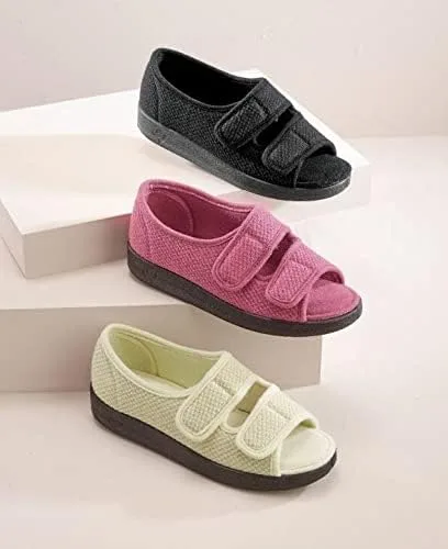 Vista 5 de Silverts Adaptive Clothing Footwear Sandalias de punta abierta de fácil cierre para mujer para personas mayores interiores y exteriores