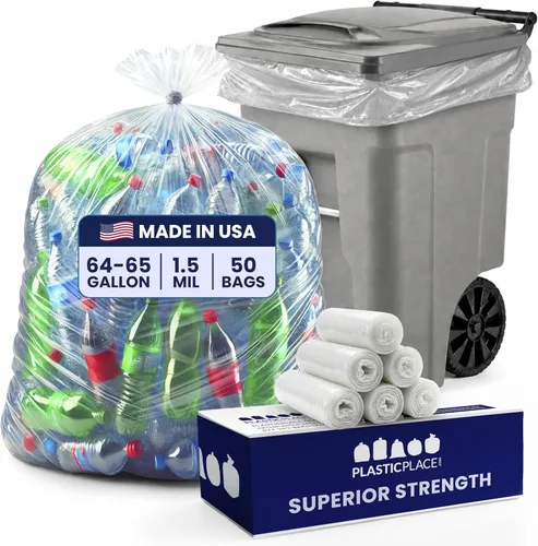 Vista 12 de Bolsas de basura de 64 galones para cubo, negras, 1,5 ml, 50 x 60, 50 bolsas) por caja Negro