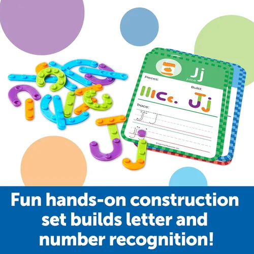 Vista 4 de Learning Resources ¡Constructores de habilidades! Creador de letras y números de jardín de infantes, 60 piezas, a partir de 6 años