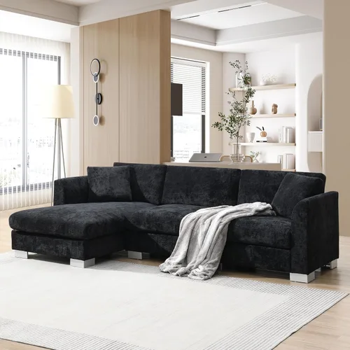Vista 12 de JIVOIT Sofá modular modular de 93.7 pulgadas con otomana móvil, moderno en forma de U, sofá cama en forma de L con reposabrazos de almacenamiento