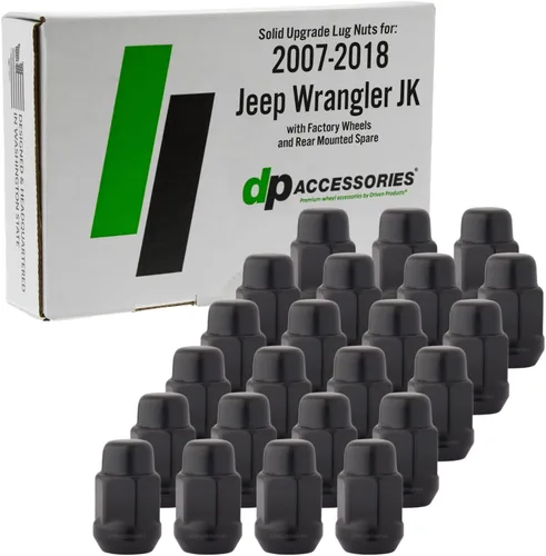 Vista 7 de DPAccessories Tuercas de llanta compatibles con Jeep Wrangler JK 2007-2018 Estilo estriado negro Solo ruedas de aluminio del mercado