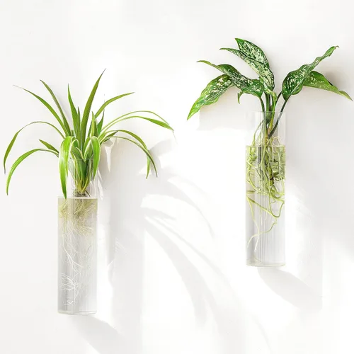 Vista 3 de Mkono Estación de Propagación Jardinera Colgante de Pared Tubos de Vidrio Florero para Plantas Hidropónicas, Baño, Oficina en Casa Sala de Estar