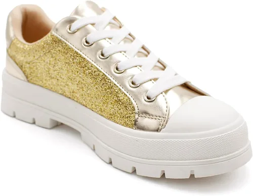 Vista 5 de Laforst Tenis antideslizantes con purpurina Mardi Gras para mujer, color morado