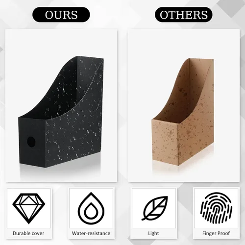 Vista 4 de Geyee Paquete de 12 soportes de plástico para archivadores de revistas, organizador de escritorio para revistas, cajas de archivos resistentes