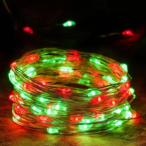Vista 25 de Guirnalda de luces de Navidad, 10 pies, 30 LED, árbol de Navidad, Papá Noel, copo de nieve, luces de hadas, funciona con pilas, con control remoto