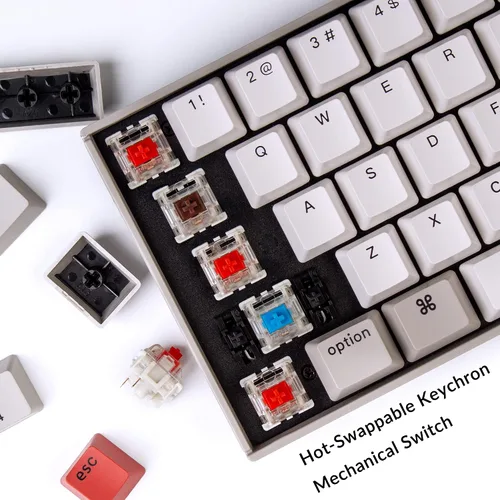 Vista 4 de Keychron K6 Teclado mecánico inalámbrico intercambiable en caliente para Mac 65 compacto 68 teclas Bluetooth multitarea teclado de juegos con cable