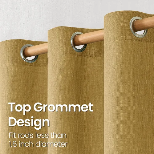 Vista 43 de BGment Cortinas de Lino Beige de 63 Pulgadas de Largo 2 Paneles - Tratamientos para Ventanas con Textura de Arpillera Filtrantes de Luz Cortinas B