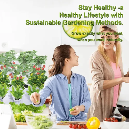 Vista 7 de Sistema de cultivo hidropónico de 40 macetas para acuaponía, torre de jardín, kit de cultivo aeropónico para interiores y exteriores, hierbas