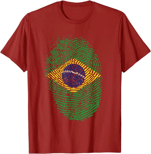 Vista 16 de Camiseta patriótica de la bandera brasileña con huella dactilar Asphalt Grey