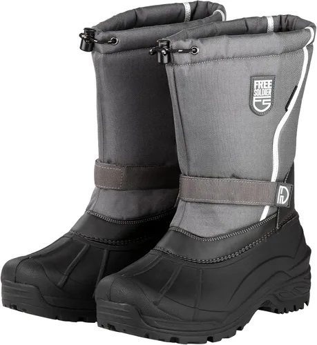 Vista 6 de FREE SOLDIER Botas de nieve para hombre, impermeables, aisladas, antideslizantes, con forro extraíble