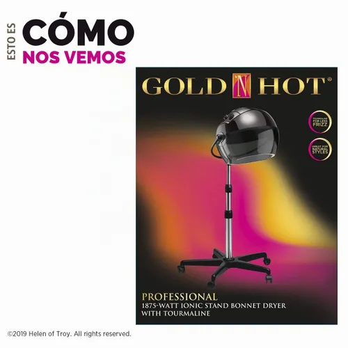 Vista 7 de Secador Gold 'N Hot Elite 1875-watt con soporte estilo bonete profesional Silver