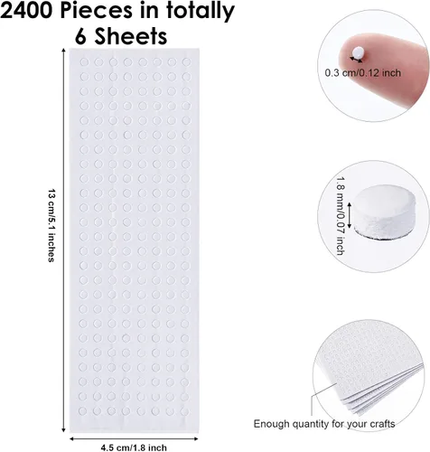 Vista 3 de Outus 2400 piezas de puntos de espuma de doble adhesivo 3D cintas adhesivas de puntos para manualidades, arte o suministros de oficina, 12 hojas