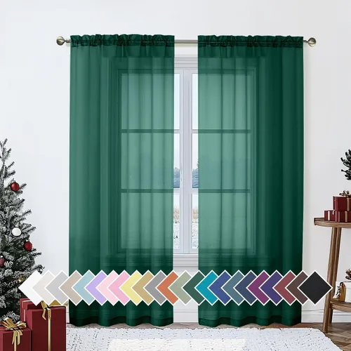 Vista 132 de Aiyufeng 2 paneles de cenefa transparente negra de 14 pulgadas de largo, cortinas cortas negras transparentes para dormitorio, cortinas de cocina