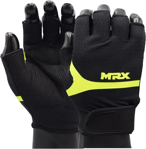 Vista 2 de MRX - Guantes de levantamiento de pesas para mujer, guantes de entrenamiento de fitness, antideslizantes, acolchados, absorción de golpes, agarre