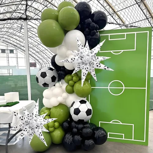 Vista 3 de Globos de fútbol, balón de fútbol, explosión, estrella, globos de papel de aluminio, decoraciones de fiesta de fútbol, decoraciones de fiesta