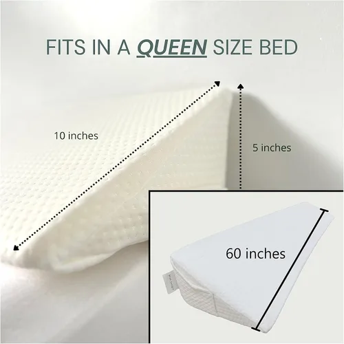 Vista 5 de Almohada de cuña para cama, se adapta a Queen o King (60 x 11.5 x 10 pulgadas), cuña de colchón multiusos y relleno de espacio de cama, cuña