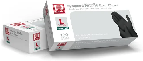 Vista 2 de Basic Medical Black Nitrile Exam Gloves - Latex-Free & Powder-Free - NGPF 1046 (Case of 1,000), large