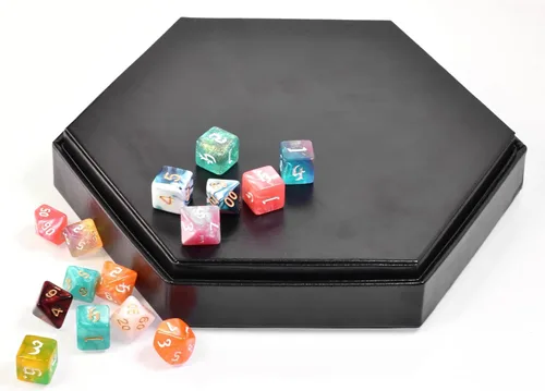 Vista 8 de DND - Bandeja de dados – Bandeja hexagonal 2 en 1 con ruedas y almacenamiento, piel sintética, color morado