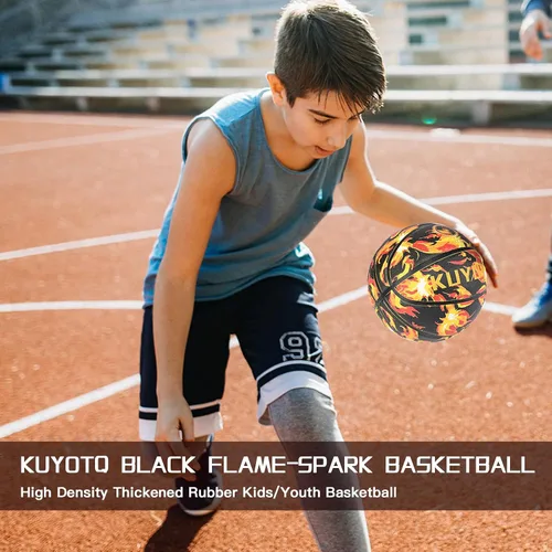 Vista 3 de KUYOTQ - Baloncesto para niños, jóvenes y adultos, tamaño 3/4/5/6/7 (22/25.5/27.5/28.5/29.5"), baloncesto premium de goma o cuero sintético
