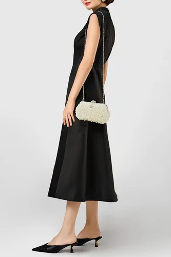 Vista 5 de BABEYOND Bolso de mano con perlas para mujer, bolsa de noche con cuentas, bolsa formal reticulada con bolsa interior para fiesta de boda