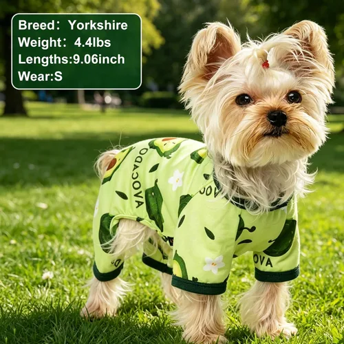 Vista 5 de Pijamas para perros de primavera y verano, ropa para perros pequeños y niñas – Niños – Perros de tamaño mediano, ropa suave y elástica para Verde
