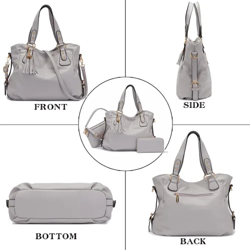 Vista 3 de Purse and Wallet set for Women Large Hobo Bags Female Fashion Tote Shoulder Bags Crossbody Wallets Satchel Purse Set