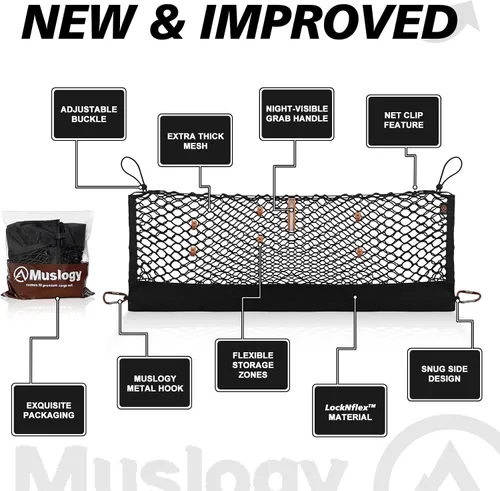 Vista 3 de Muslogy Red de carga para maletero estilo sobre compatible con accesorios Jeep Grand Cherokee L 2021-2024 2025, organizador de maletero de ajuste