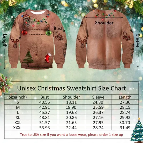 Vista 6 de AIDEAONE - Sudaderas unisex con estampado feo de navidad 3D, manga larga