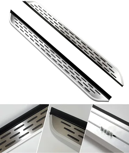 Vista 8 de 2 barras Nerf plateadas con estribos negros para Nissan X-Trail Rogue T33 2021-2023